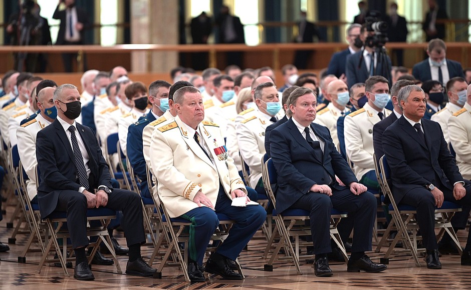Participants in the ceremonial meeting to mark the 300th anniversary of the prosecutor's office in Russia.