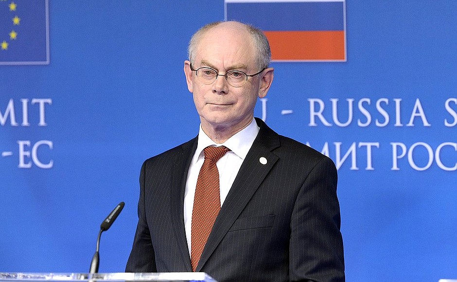 European Council President Herman Van Rompuy during a joint news conference following the Russia-EU summit.