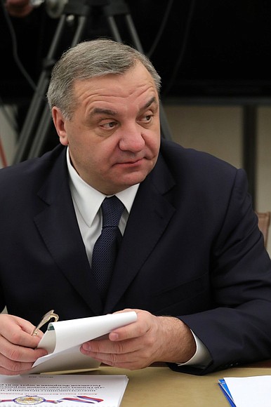Minister of Civil Defence, Emergencies and Disaster Relief Vladimir Puchkov during a Security Council meeting.