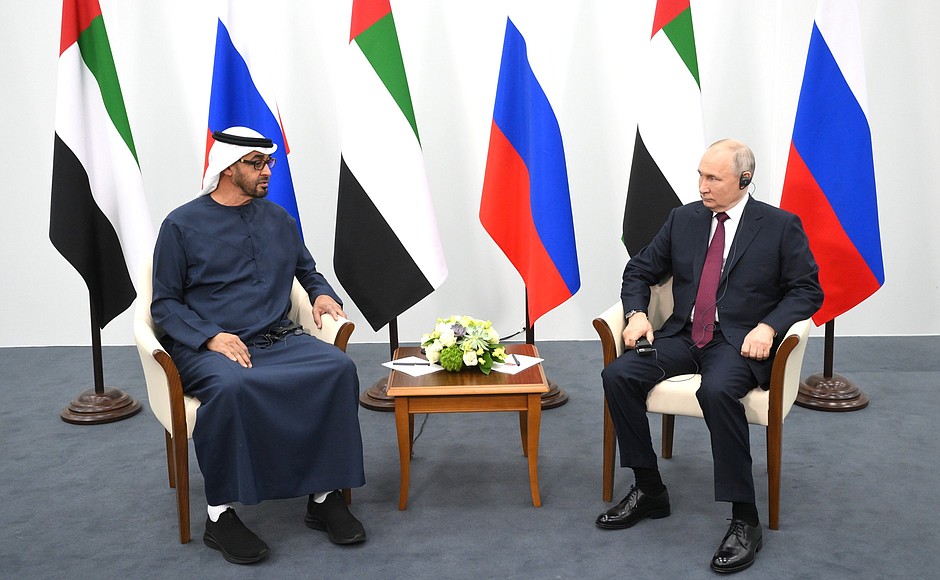 Meeting with President of the United Arab Emirates Mohammed bin Zayed Al Nahyan.