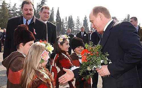 President Putin visiting the town of Stara Zagora.