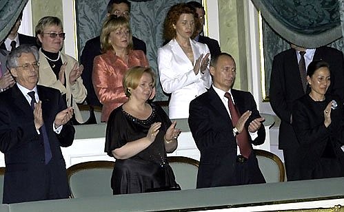 President Putin at a performance of Romeo and Juliet with French Ambassador Jean Cadet and his wife Marie Elizabeth.