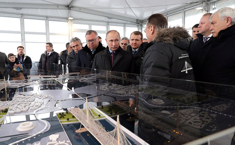 Vladimir Putin attended the opening ceremony of the central section of the Western High-Speed Diameter toll road in St Petersburg.