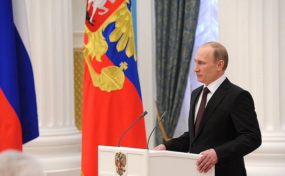Speech at ceremony signing the laws on admitting Crimea and Sevastopol to the Russian Federation.