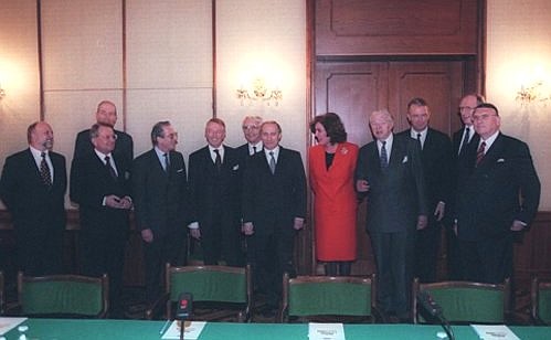 Acting President Vladimir Putin meeting with German businessmen and bankers.