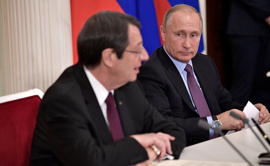 Press statements following Russia-Cyprus talks. With President of Cyprus Nicos Anastasiades.