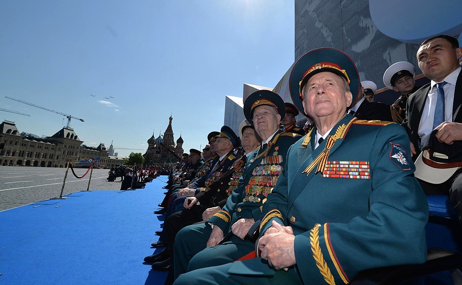 At the military parade on Red Square.