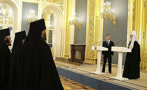 На приёме в честь архиереев – участников Поместного собора Русской православной церкви.