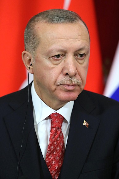 Президент Турецкой Республики Реджеп Тайип Эрдоган на пресс-конференции по итогам российско-турецких переговоров.