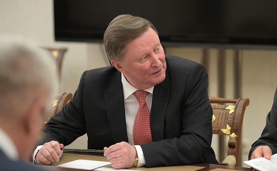 Before a meeting with Security Council permanent members. Special Presidential Representative for Environmental Protection, Ecology and Transport Sergei Ivanov.