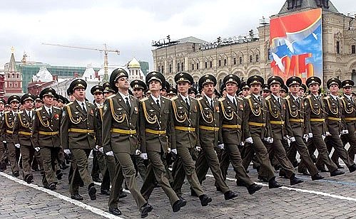 Military parade celebrating the 59th anniversary of victory in the Great Patriotic War.