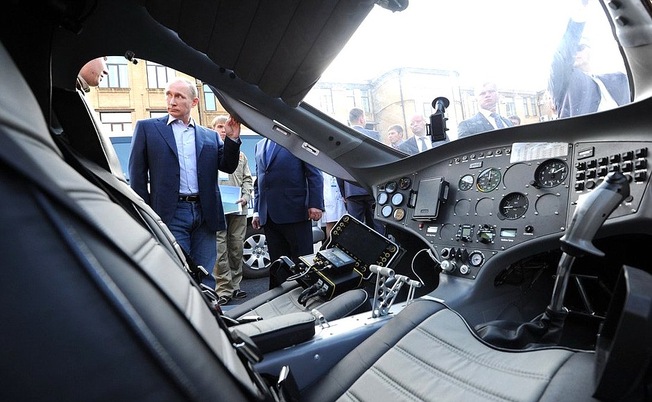 During a tour of agricultural equipment at Stavropol State Agrarian University.