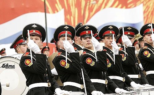 Military parade celebrating the 62nd anniversary of Victory in the Great Patriotic War.