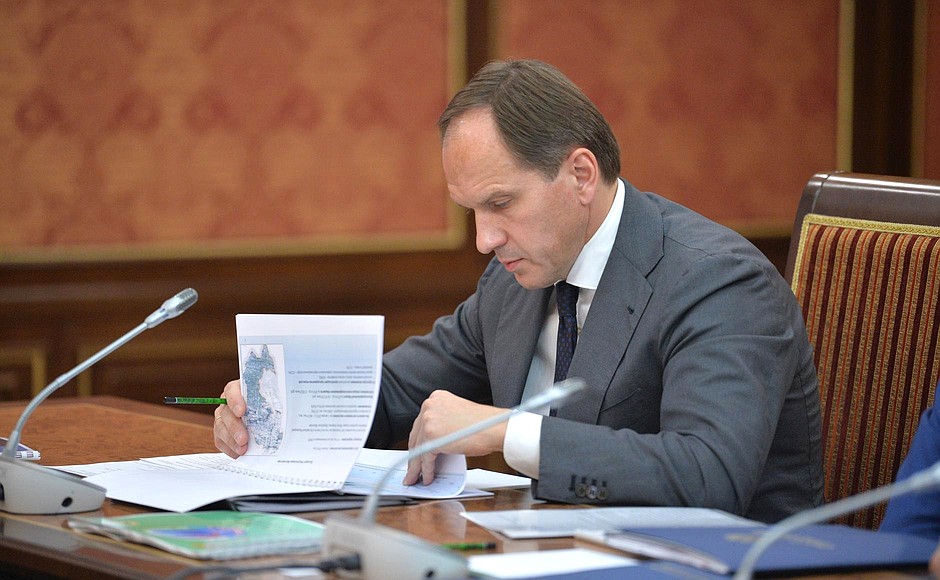 Minister for North Caucasus Affairs Lev Kuznetsov at a meeting on Ingushetia’s socioeconomic development.