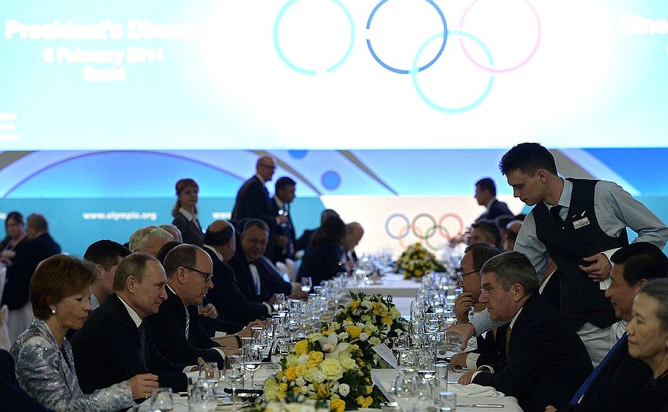 Inaugural IOC President’s Dinner on the eve of the Opening Ceremony for the Sochi 2014 Olympic Winter Games.