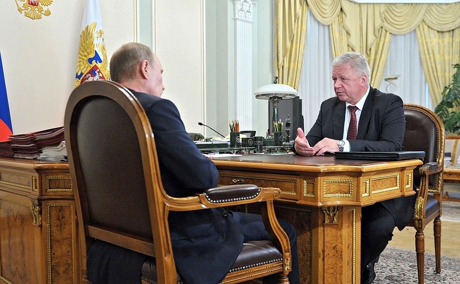 At a meeting with President of the Federation of Independent Trade Unions Mikhail Shmakov.