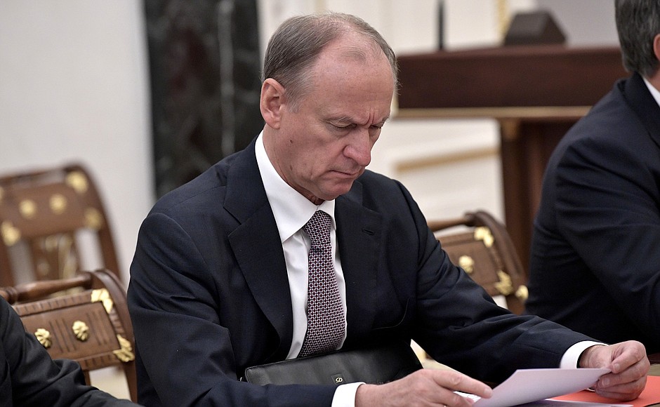 Security Council Secretary Nikolai Patrushev before a meeting with permanent members of the Security Council.