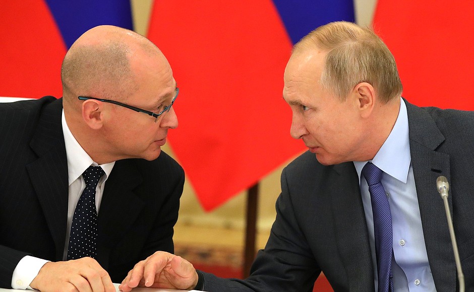 With First Deputy Chief of Staff of the Presidential Executive Office Sergei Kiriyenko at the meeting of the Council for Interethnic Relations.
