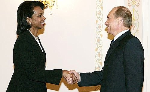 With the Secretary of State of the United States of America, Condoleezza Rice.