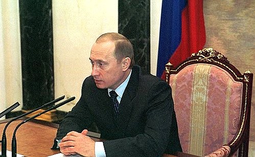 President Vladimir Putin at a session of the Cabinet.