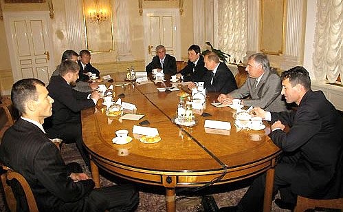 President Putin meeting with the members of the Terek football club and the leaders of the Chechen Republic.