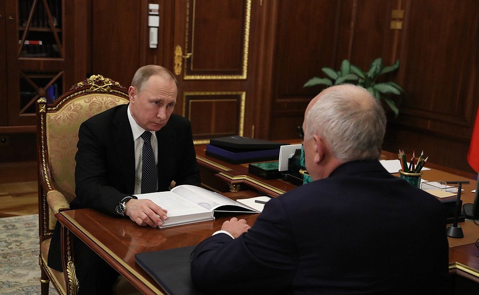 Meeting with Rostec State Corporation CEO Sergei Chemezov.
