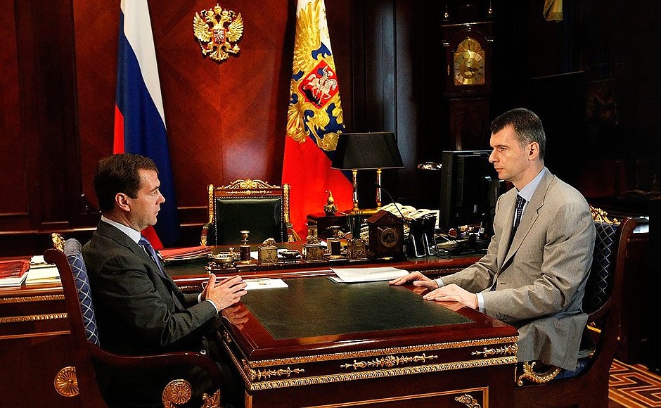 With Mikhail Prokhorov, leader of the Right Cause Party.