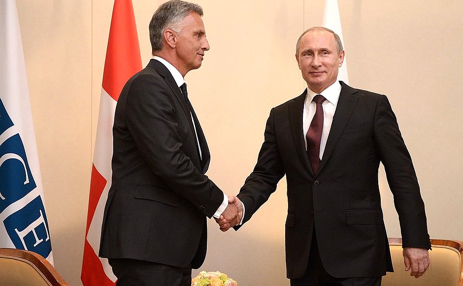 With President of the Swiss Confederation and Chairperson-in-Office of the Organisation for Security and Cooperation in Europe (OSCE) Didier Burkhalter.