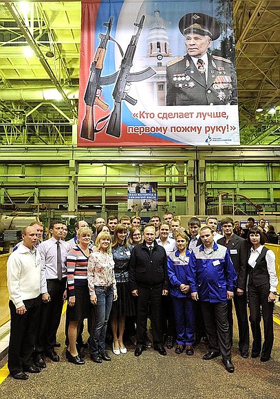With Kalashnikov Corporate Group employees.