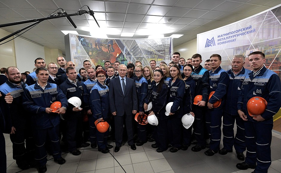 At the meeting with the workers of the new mining and refining division of the Magnitogorsk Iron and Steel Works.