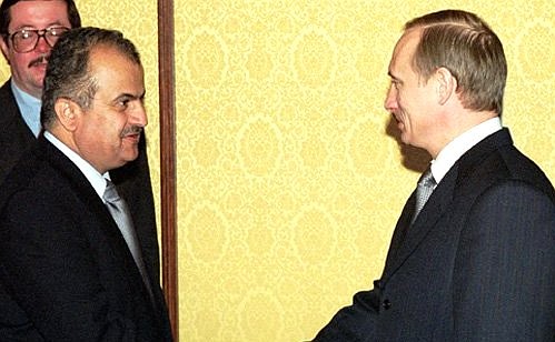 With Jordanian Foreign Minister Abdul Illah Khatib.