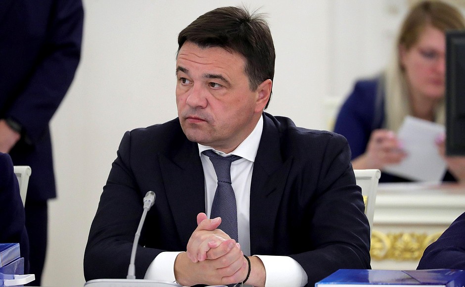 Moscow Region Governor Andrei Vorobyov at the State Council meeting on the development of the national motorway system and ensuring road safety.