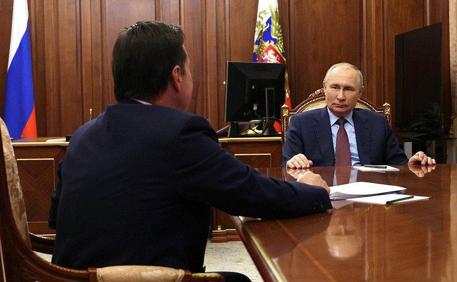 На встрече с губернатором Московской области Андреем Воробьёвым.