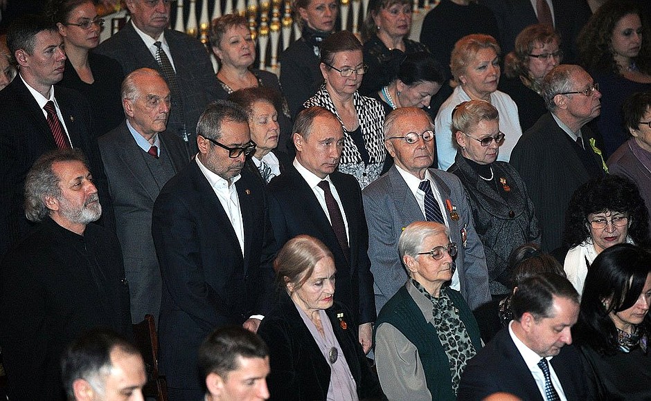 At the performance of the Requiem ballet, dedicated to the city's liberation, at the Alexandrinsky Theatre. Artists of the St Petersburg State Academic Ballet Theatre of Boris Eifman presented the Requiem together with the State Chamber Orchestra Moscow Virtuosos and Academic Grand Choir The Masters of Choral Singin.
