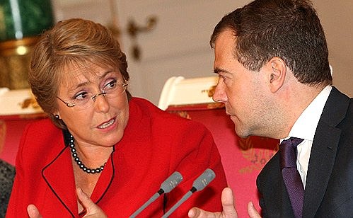 С Президентом Чили Мишель Бачелет.