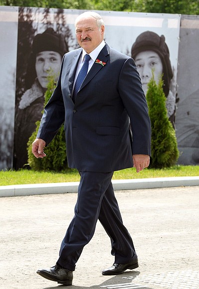 President of Belarus Alexander Lukashenko before the ceremony to unveil the Rzhev Memorial to the Soviet Soldier.