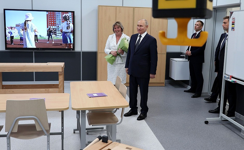 During the visit to the Turginovo secondary school.