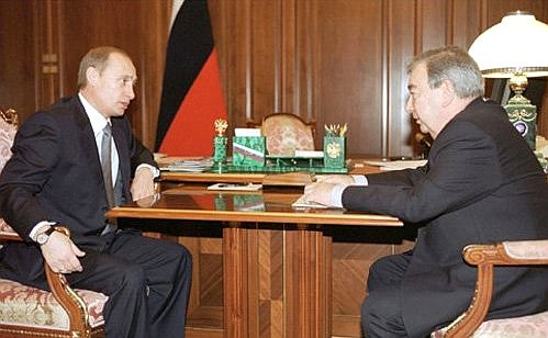 President Putin with Yevgeny Primakov, chairman of the Fatherland — All Russia party in the State Duma.