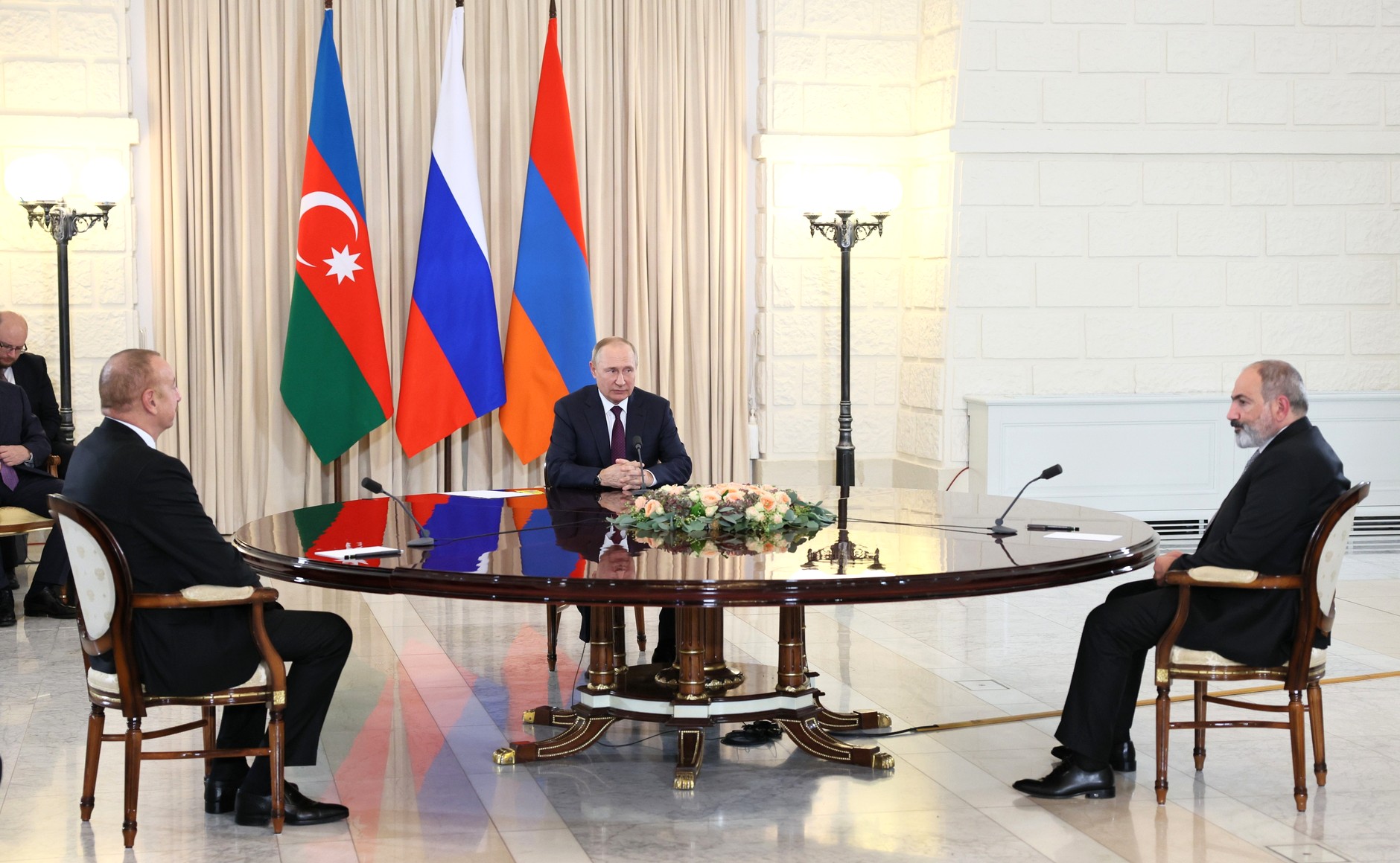 Трёхсторонние переговоры Владимира Путина, Ильхама Алиева и Никола Пашиняна в Сочи, 31 октября 2022 г. Фото: пресс-служба Кремля