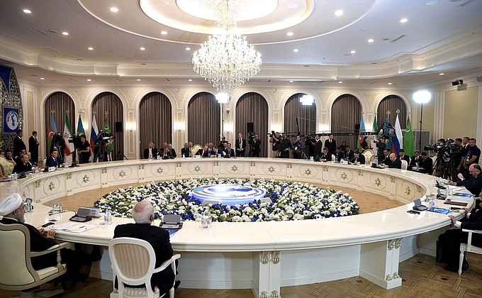 Meeting of the heads of state participating in the Fifth Caspian Summit.