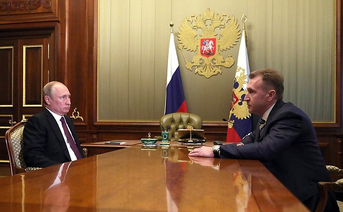 With former First Deputy Prime Minister Igor Shuvalov. The President proposed that Mr Shuvalov head Vnesheconombank.