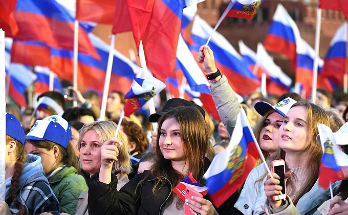 Concert rally People's Choice: Together Forever in support of the accession of the DPR, LPR, and the Zaporozhye and Kherson regions to Russia.