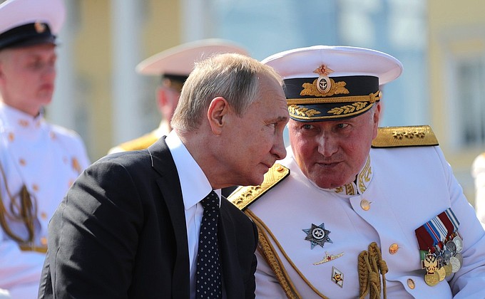 The Main Naval Parade. With Admiral Vladimir Korolev, Commander-in-Chief of the Russian Federation Navy.