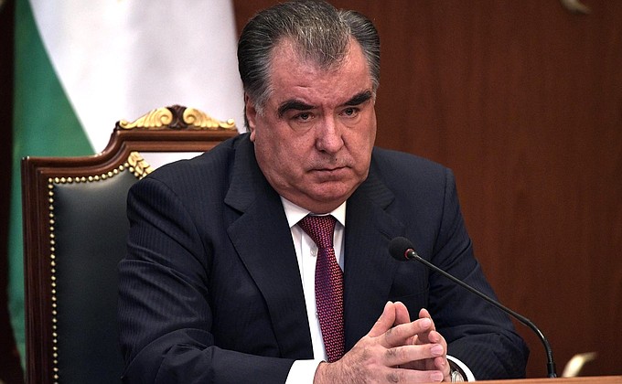 Press statements following Russian-Tajikistani talks. President of Tajikistan Emomali Rahmon.