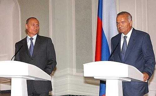 Пресс-конференция по итогам переговоров с Президентом Узбекистана Исламом Каримовым.