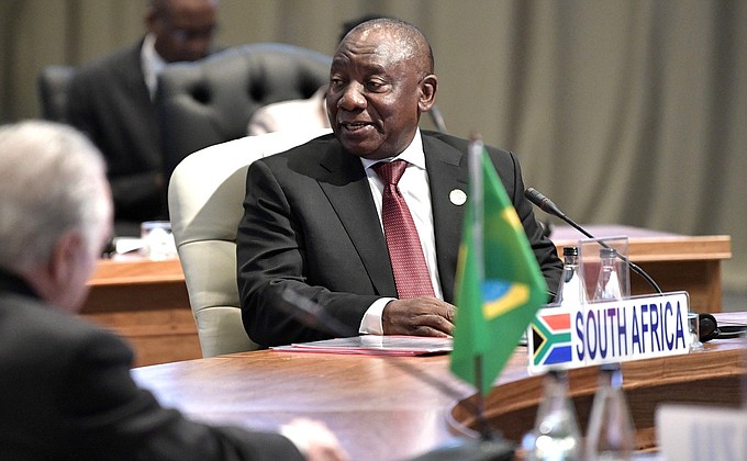 President of South Africa Cyril Ramaphosa at the BRICS summit meeting in restricted format.