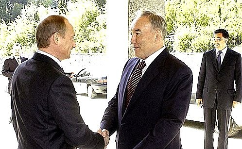 President Putin meeting with Kazakh President Nursultan Nazarbayev.