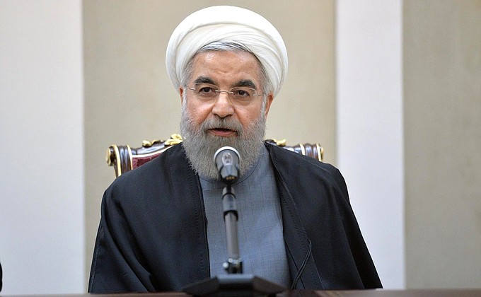 Statement for the press following Russian-Iranian talks. Iranian President Hassan Rouhani.