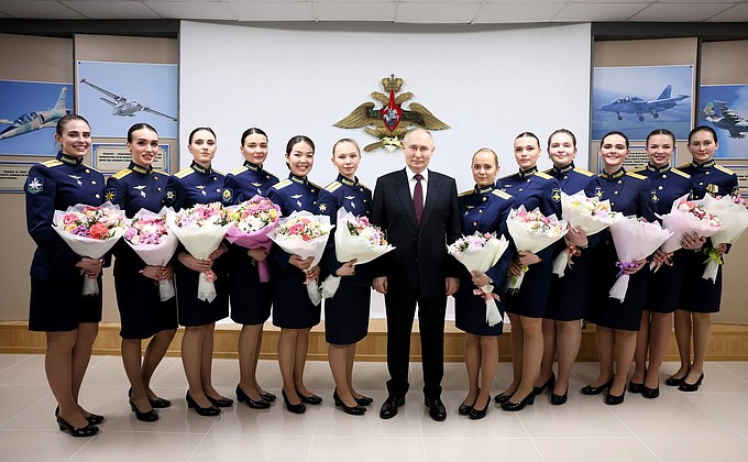 After the meeting with graduates of the Krasnodar Higher Military Aviation School.