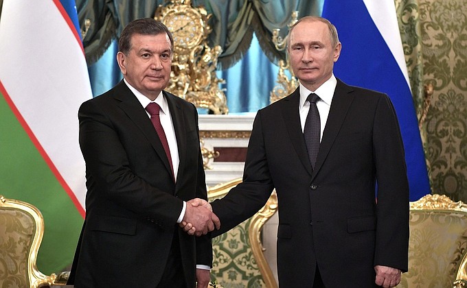 Official welcome ceremony for President of Uzbekistan Shavkat Mirziyoyev.